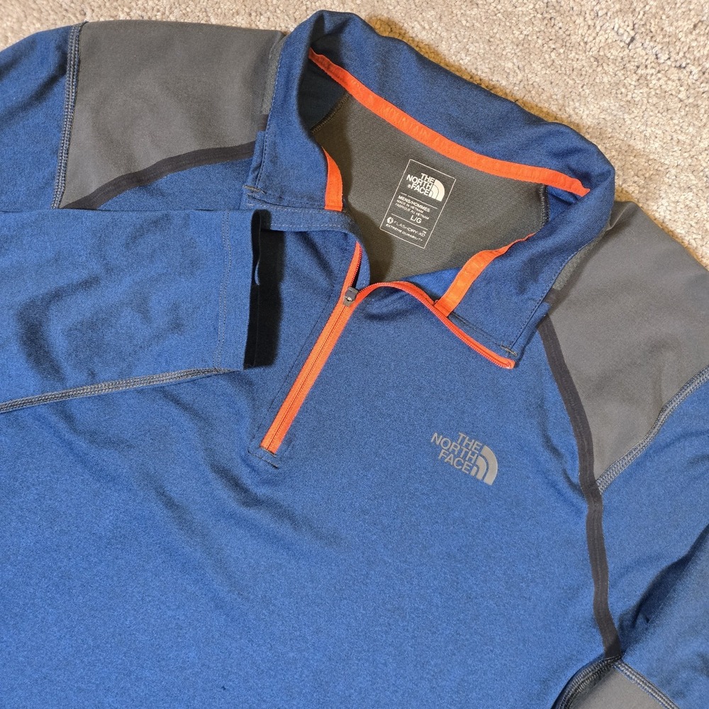 The North Face Lightweight 1/4 Zip Pullover Jacket Large Flash Dry Blue Orange